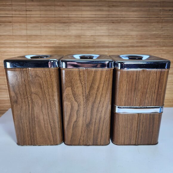The Queen Line Tin Canister Set of 4 Brown Containers by A.R. Lite Mid Century - Picture 6 of 11